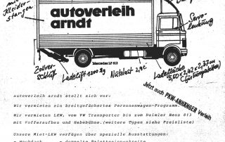 Werbeanzeige des Autoverleih Arndt aus den 1960er Jahren