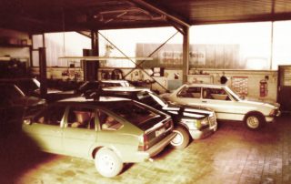 Wartungshalle des Autoverleih Arndt in den 1970er Jahren